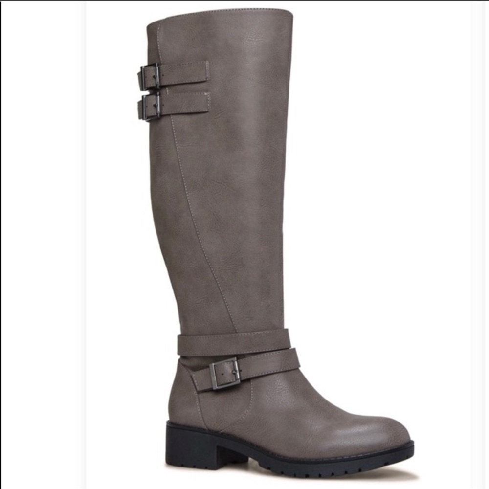 Shoe Dazzle Lolli Moto Boot Gray